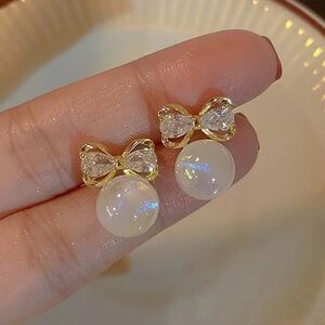 Elegant Bow & ball Earrings. Daily earrings. 🎀 Cute Earrings